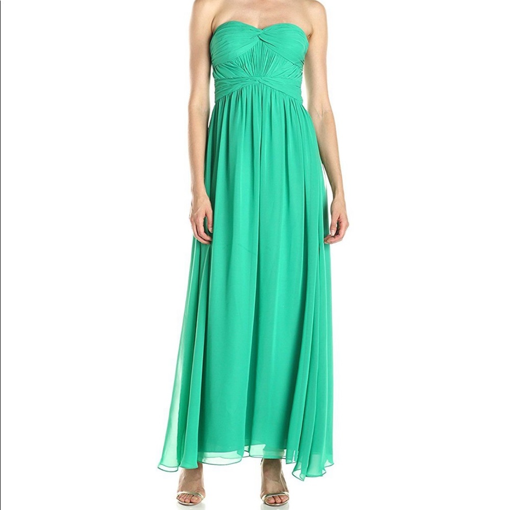 Hailey by Adrianna Papel evening gown green strapless dress size 12